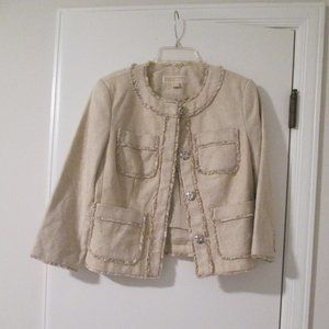 Michael Kors Linen Jacket Hidden Button Closure